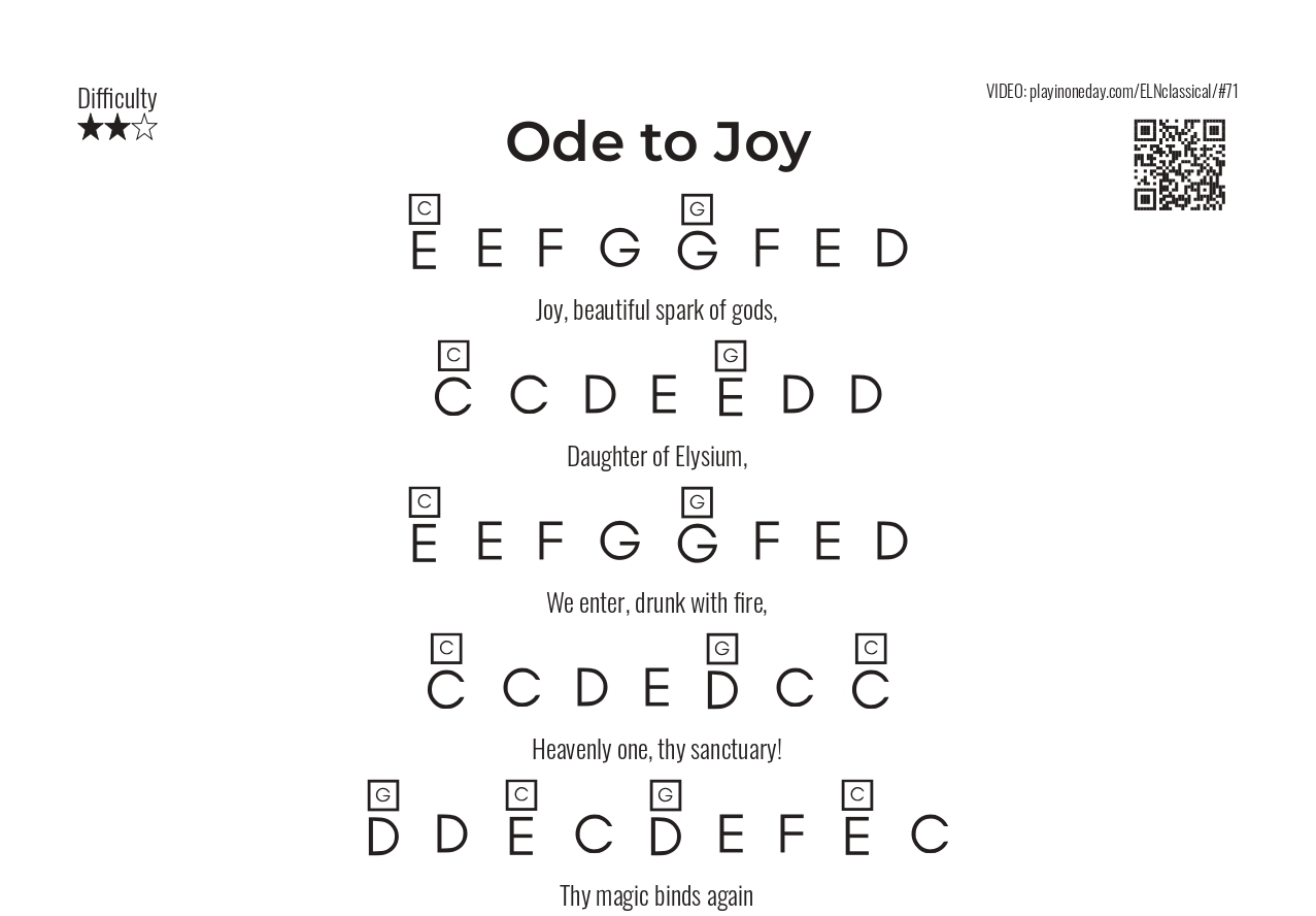 Ode to Joy letter notes simple